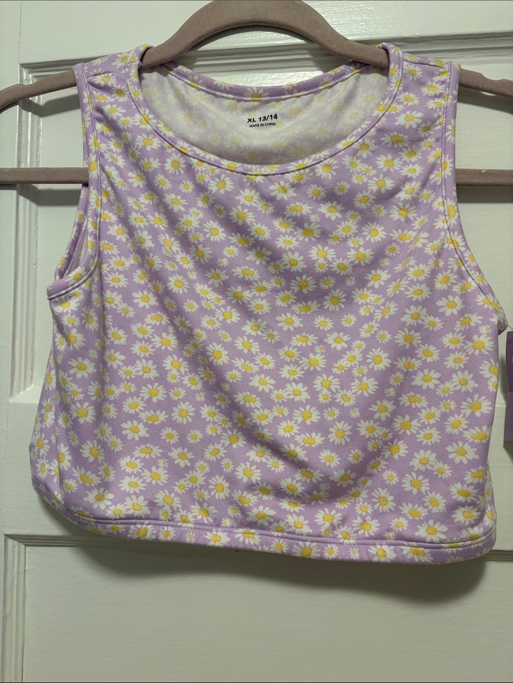 Justice Lilac Daisy Cropped Tank Top Super Soft
